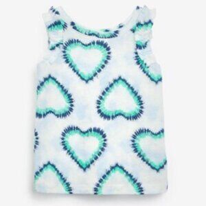GAP NWT Girls Tank Top White Blue Ruffled Heart Tie Dye Cotton Various Sizes